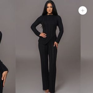 NEW Jluxlabel Black Take A Chance Ribbed Pant Set Sz M NWT MSRP $119